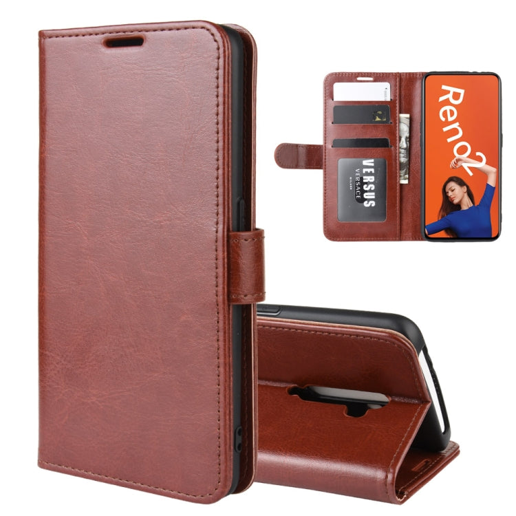 For OPPO RENO2  R64 Texture Single Fold Horizontal Flip Leather Case with Holder & Card Slots & Wallet