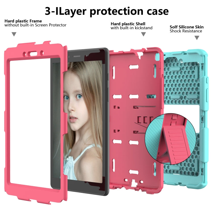 For Galaxy Tab A8.0 2019 / T290 Shockproof Two-Color Silicone Protection Case with Holder