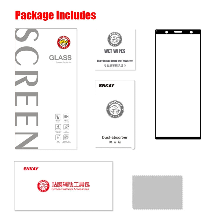 For Sony Xperia 5 ENKAY Hat-prince Full Glue 0.26mm 9H 2.5D Tempered Glass Full Coverage Film