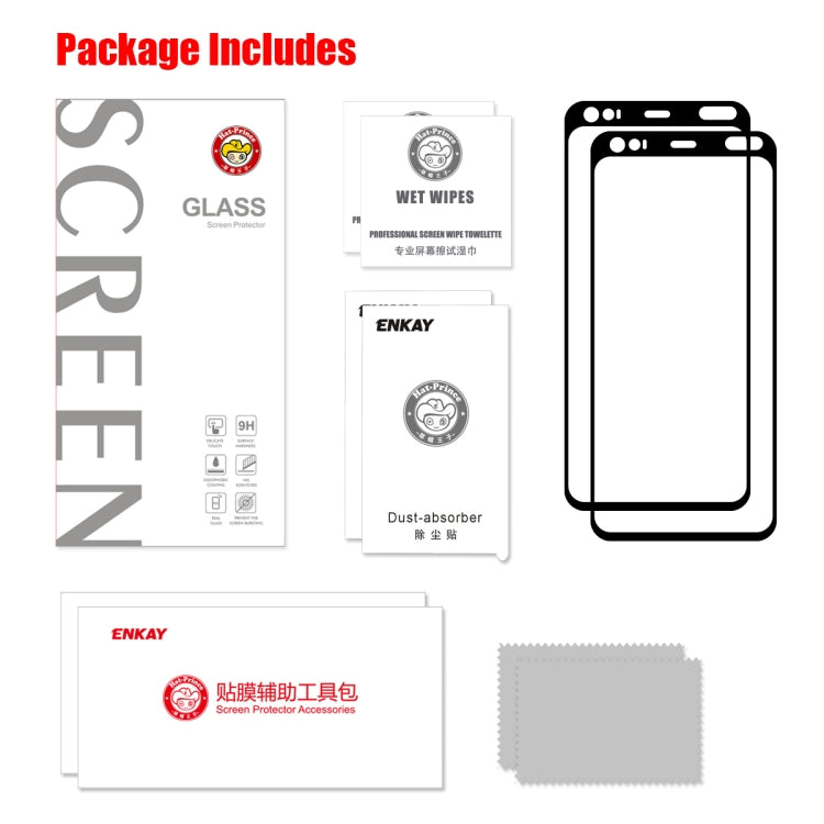 For Google Pixel 4 2 PCS ENKAY Hat-prince Full Glue 0.26mm 9H 2.5D Tempered Glass Full Coverage Film