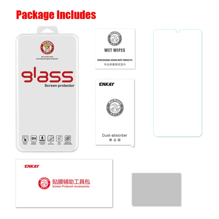 For Motorola Moto E6 Plus ENKAY Hat-prince 0.26mm 9H 2.5D Curved Edge Tempered Glass Film