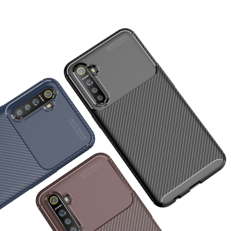 For OPPO Realme XT Carbon Fiber Texture Shockproof TPU Case(Brown)