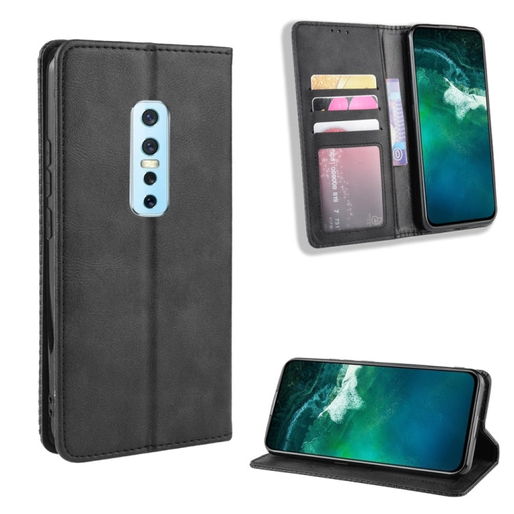 For Vivo V17 Pro Magnetic Buckle Retro Crazy Horse Texture Horizontal Flip Leather Case with Holder & Card Slots & Photo Frame