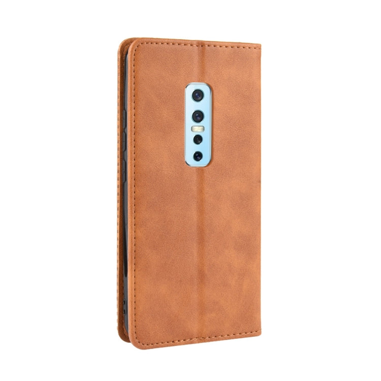 For Vivo V17 Pro Magnetic Buckle Retro Crazy Horse Texture Horizontal Flip Leather Case with Holder & Card Slots & Photo Frame