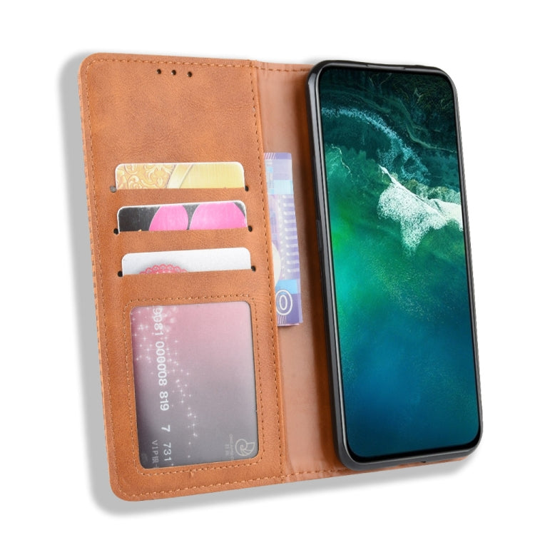 For Vivo V17 Pro Magnetic Buckle Retro Crazy Horse Texture Horizontal Flip Leather Case with Holder & Card Slots & Photo Frame