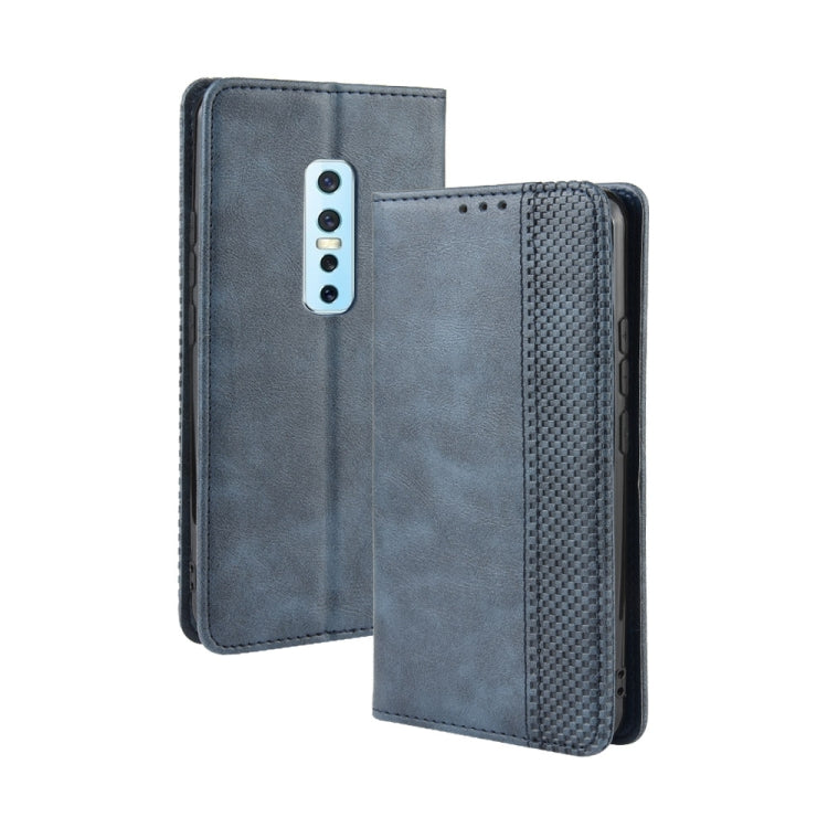 For Vivo V17 Pro Magnetic Buckle Retro Crazy Horse Texture Horizontal Flip Leather Case with Holder & Card Slots & Photo Frame