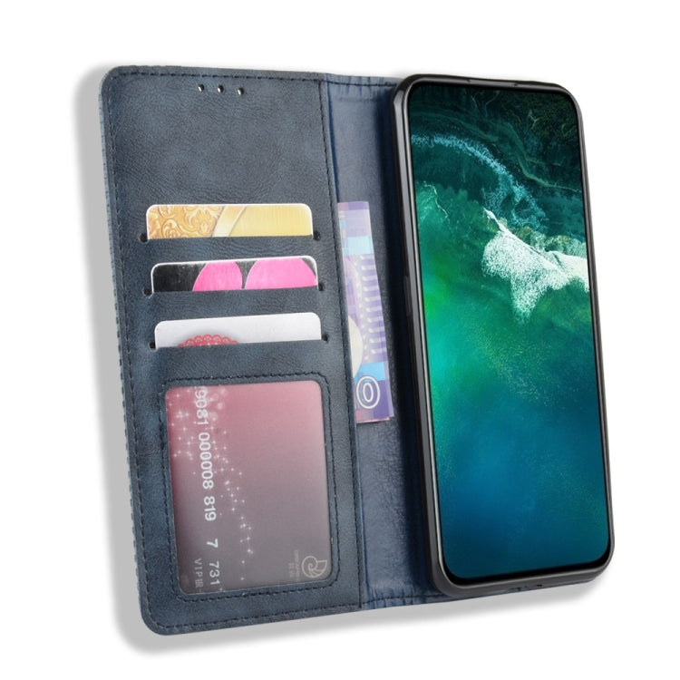 For Vivo V17 Pro Magnetic Buckle Retro Crazy Horse Texture Horizontal Flip Leather Case with Holder & Card Slots & Photo Frame