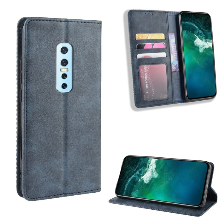 For Vivo V17 Pro Magnetic Buckle Retro Crazy Horse Texture Horizontal Flip Leather Case with Holder & Card Slots & Photo Frame
