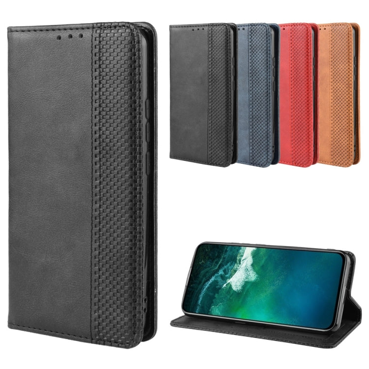 For Vivo V17 Pro Magnetic Buckle Retro Crazy Horse Texture Horizontal Flip Leather Case with Holder & Card Slots & Photo Frame