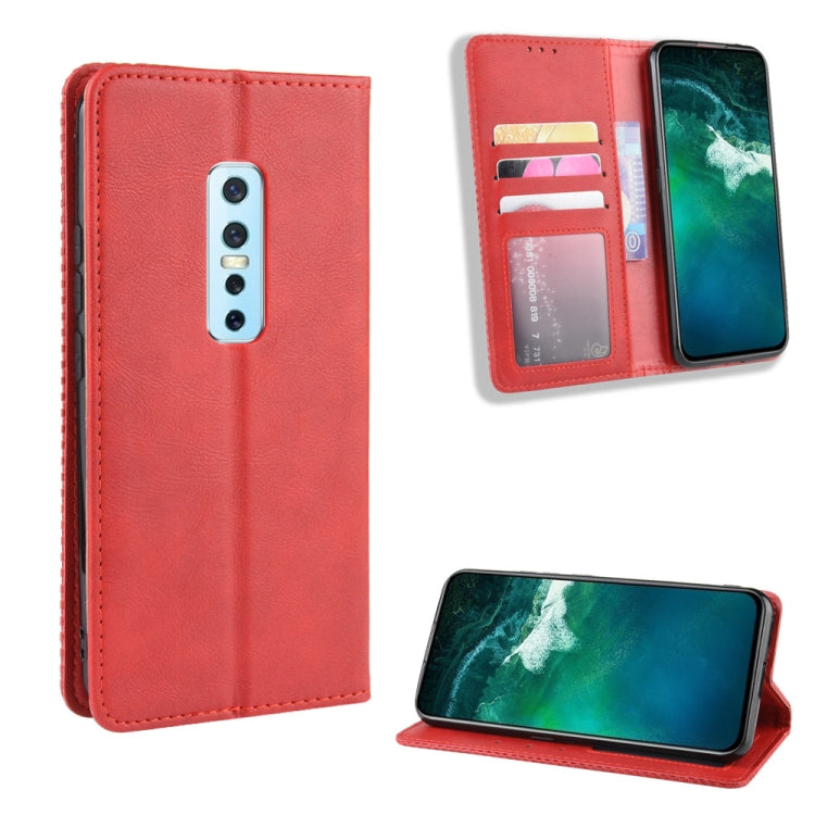 For Vivo V17 Pro Magnetic Buckle Retro Crazy Horse Texture Horizontal Flip Leather Case with Holder & Card Slots & Photo Frame