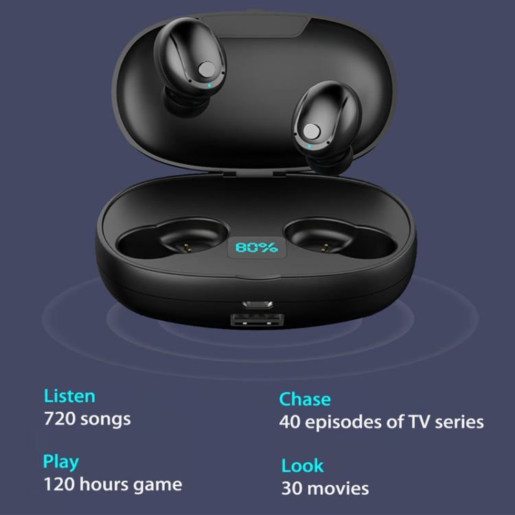 T5S TWS Bluetooth5.0 Earphone Large Capacity Power Bank Smart LED Display Binaural Wireless Hi-fi Headset