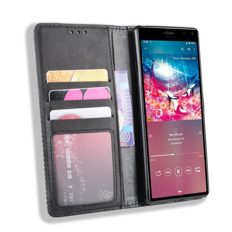 For Sony Xperia 8 Magnetic Buckle Retro Crazy Horse Texture Horizontal Flip Leather Case with Holder & Card Slots & Photo Frame