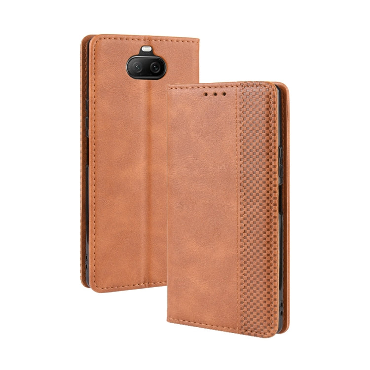 For Sony Xperia 8 Magnetic Buckle Retro Crazy Horse Texture Horizontal Flip Leather Case with Holder & Card Slots & Photo Frame