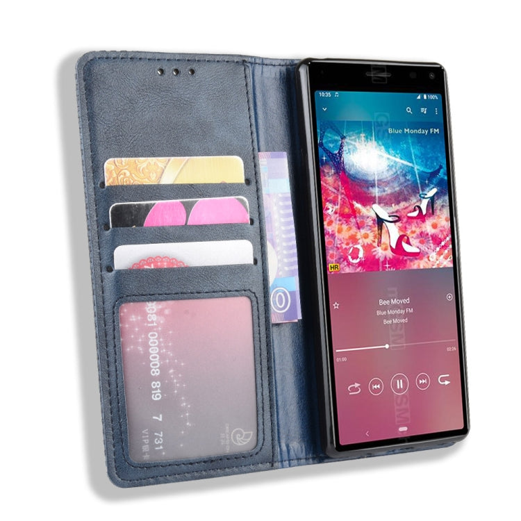 For Sony Xperia 8 Magnetic Buckle Retro Crazy Horse Texture Horizontal Flip Leather Case with Holder & Card Slots & Photo Frame