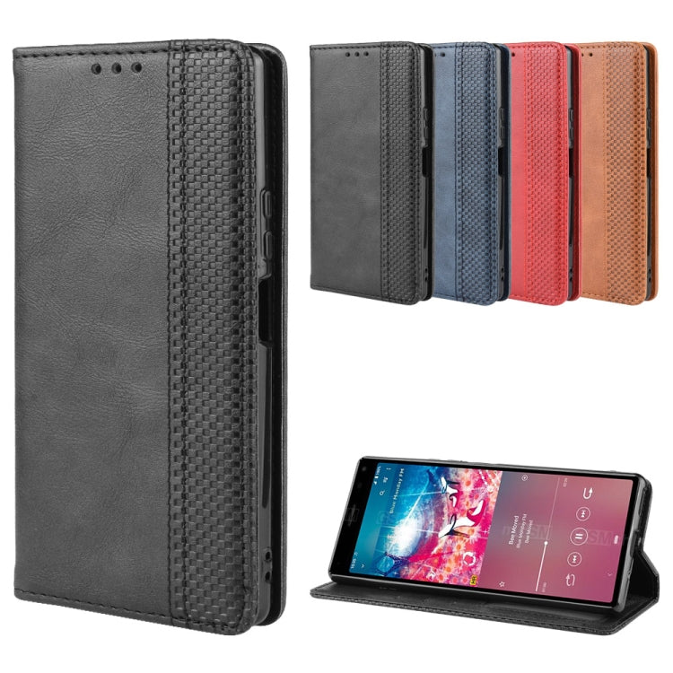 For Sony Xperia 8 Magnetic Buckle Retro Crazy Horse Texture Horizontal Flip Leather Case with Holder & Card Slots & Photo Frame