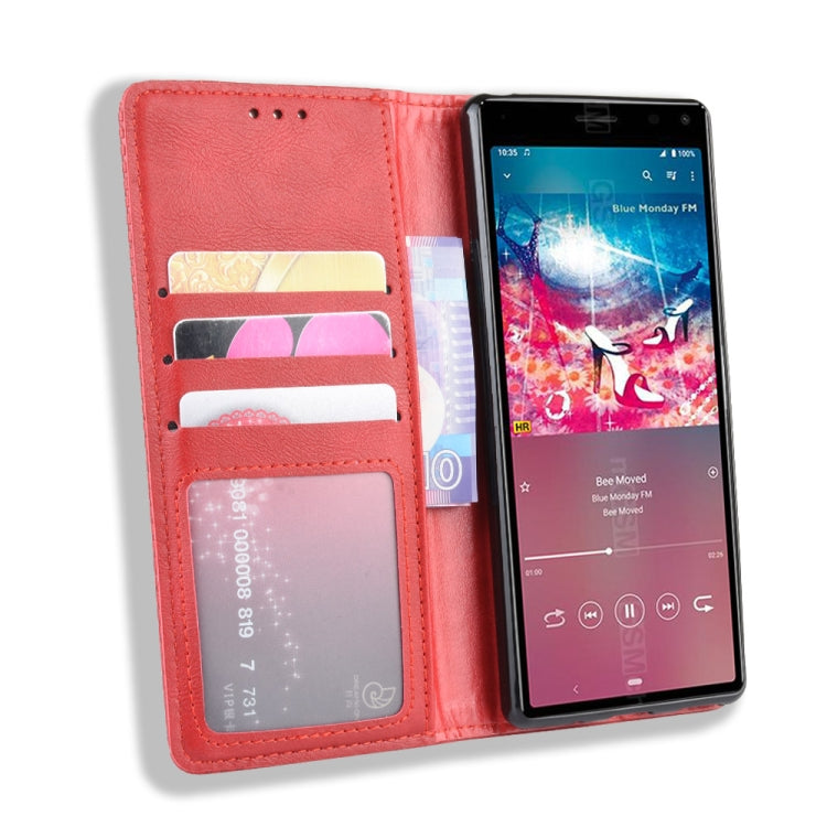 For Sony Xperia 8 Magnetic Buckle Retro Crazy Horse Texture Horizontal Flip Leather Case with Holder & Card Slots & Photo Frame