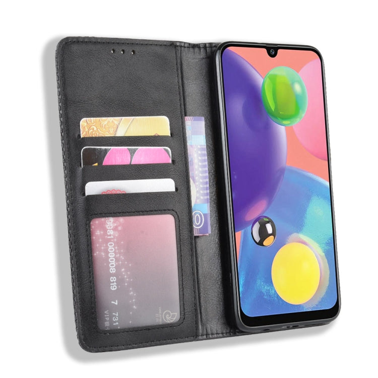 For Samsung Galaxy A90 5G Magnetic Buckle Retro Crazy Horse Texture Horizontal Flip Leather Case with Holder & Card Slots & Photo Frame