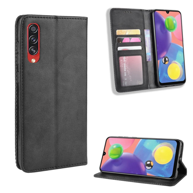 For Samsung Galaxy A90 5G Magnetic Buckle Retro Crazy Horse Texture Horizontal Flip Leather Case with Holder & Card Slots & Photo Frame