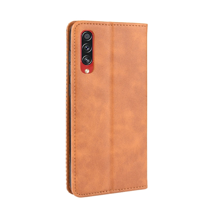 For Samsung Galaxy A90 5G Magnetic Buckle Retro Crazy Horse Texture Horizontal Flip Leather Case with Holder & Card Slots & Photo Frame