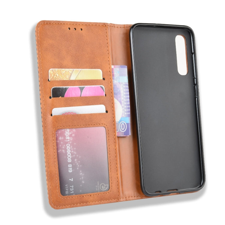 For Samsung Galaxy A90 5G Magnetic Buckle Retro Crazy Horse Texture Horizontal Flip Leather Case with Holder & Card Slots & Photo Frame