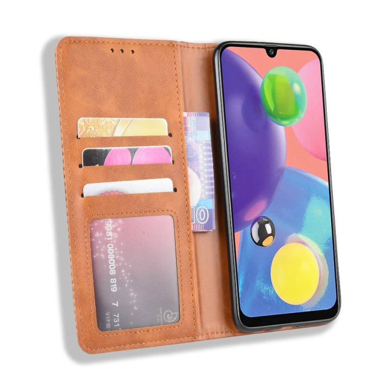 For Samsung Galaxy A90 5G Magnetic Buckle Retro Crazy Horse Texture Horizontal Flip Leather Case with Holder & Card Slots & Photo Frame