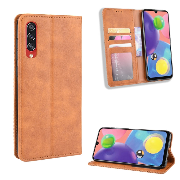 For Samsung Galaxy A90 5G Magnetic Buckle Retro Crazy Horse Texture Horizontal Flip Leather Case with Holder & Card Slots & Photo Frame