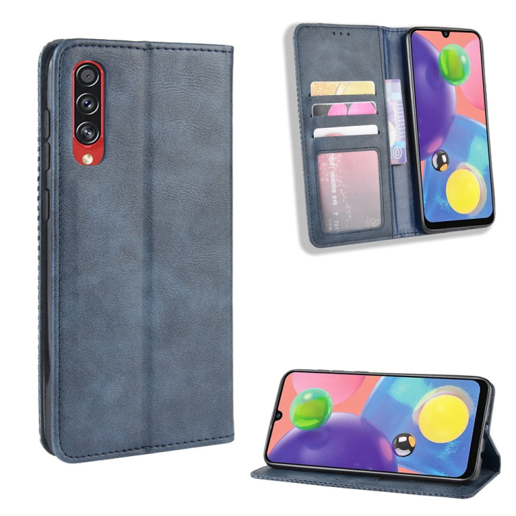 For Samsung Galaxy A90 5G Magnetic Buckle Retro Crazy Horse Texture Horizontal Flip Leather Case with Holder & Card Slots & Photo Frame