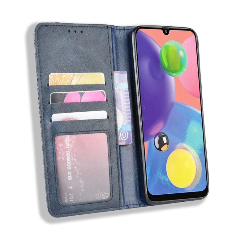 For Samsung Galaxy A90 5G Magnetic Buckle Retro Crazy Horse Texture Horizontal Flip Leather Case with Holder & Card Slots & Photo Frame