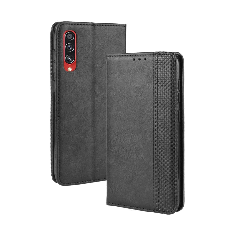 For Galaxy A70s  Magnetic Buckle Retro Crazy Horse Texture Horizontal Flip Leather Case  , with Holder & Card Slots & Photo Frame