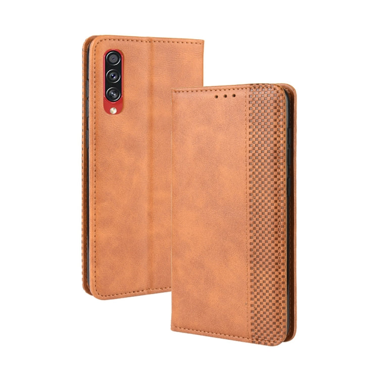 For Galaxy A70s  Magnetic Buckle Retro Crazy Horse Texture Horizontal Flip Leather Case  , with Holder & Card Slots & Photo Frame