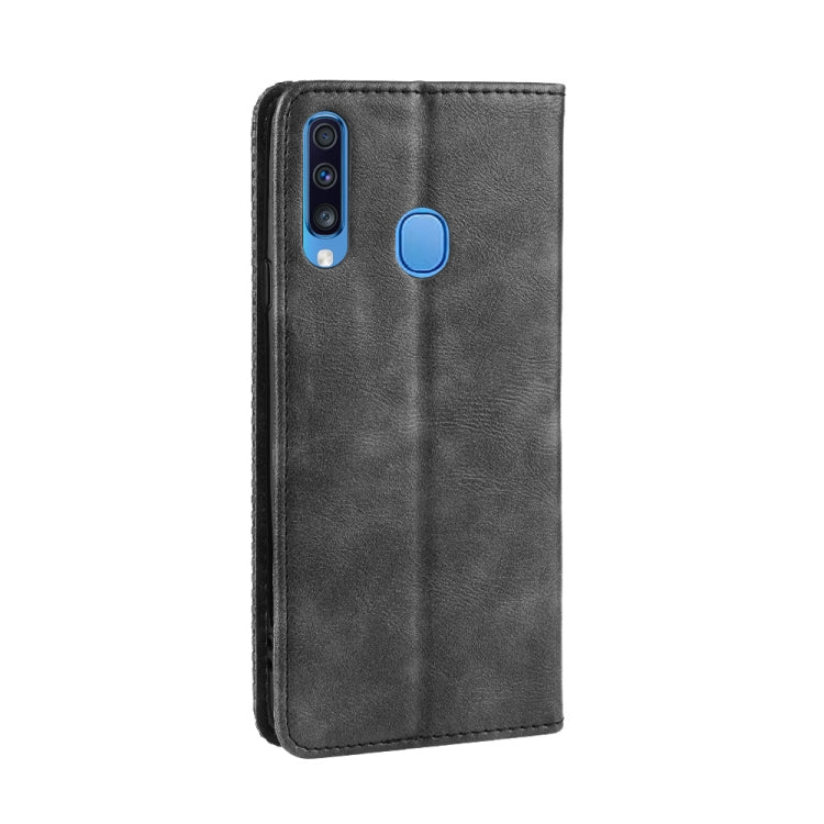 For Galaxy A20s  Magnetic Buckle Retro Crazy Horse Texture Horizontal Flip Leather Case  , with Holder & Card Slots & Photo Frame