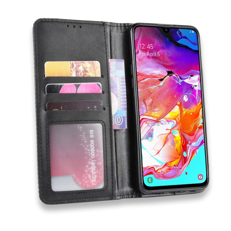 For Galaxy A20s  Magnetic Buckle Retro Crazy Horse Texture Horizontal Flip Leather Case  , with Holder & Card Slots & Photo Frame