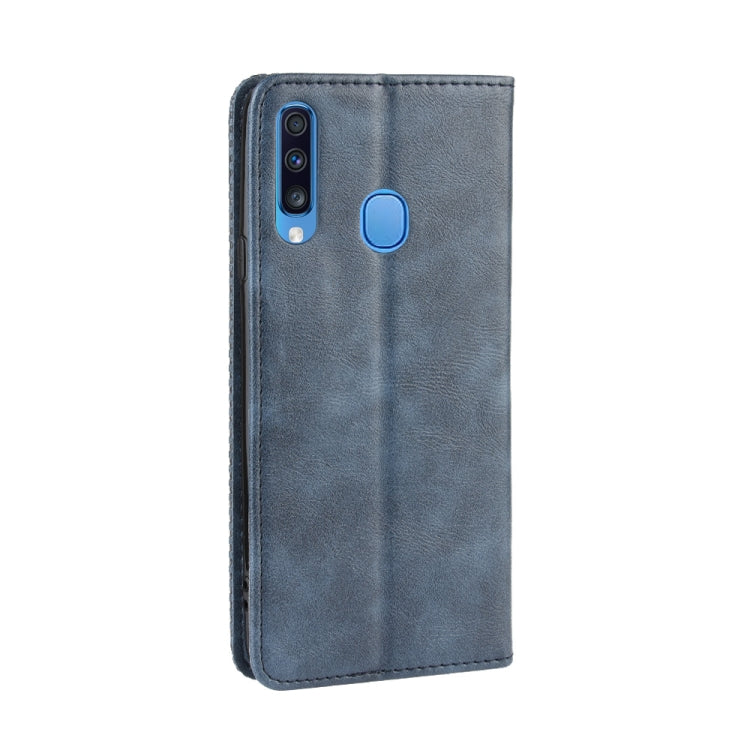 For Galaxy A20s  Magnetic Buckle Retro Crazy Horse Texture Horizontal Flip Leather Case  , with Holder & Card Slots & Photo Frame