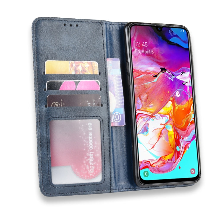 For Galaxy A20s  Magnetic Buckle Retro Crazy Horse Texture Horizontal Flip Leather Case  , with Holder & Card Slots & Photo Frame