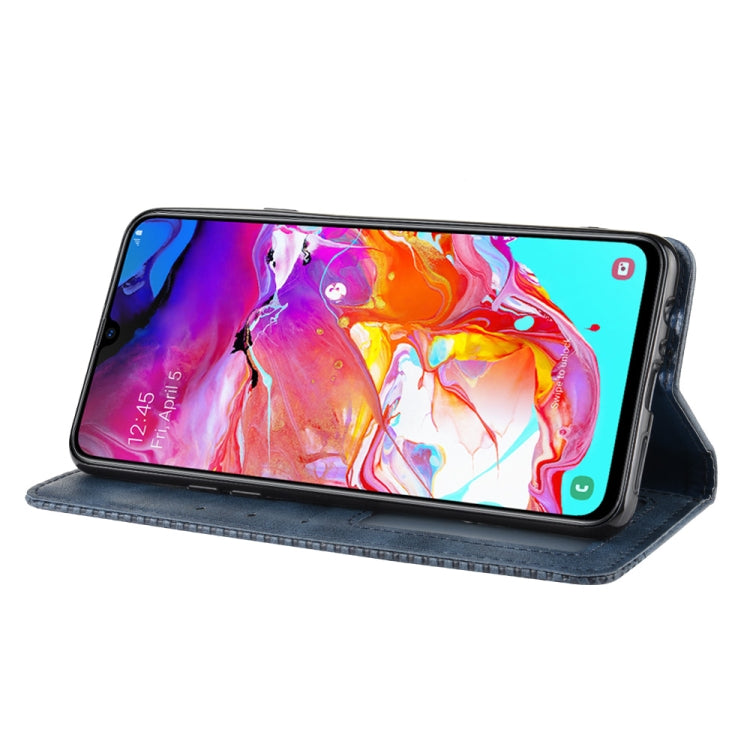 For Galaxy A20s  Magnetic Buckle Retro Crazy Horse Texture Horizontal Flip Leather Case  , with Holder & Card Slots & Photo Frame