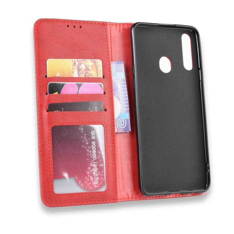 For Galaxy A20s  Magnetic Buckle Retro Crazy Horse Texture Horizontal Flip Leather Case  , with Holder & Card Slots & Photo Frame