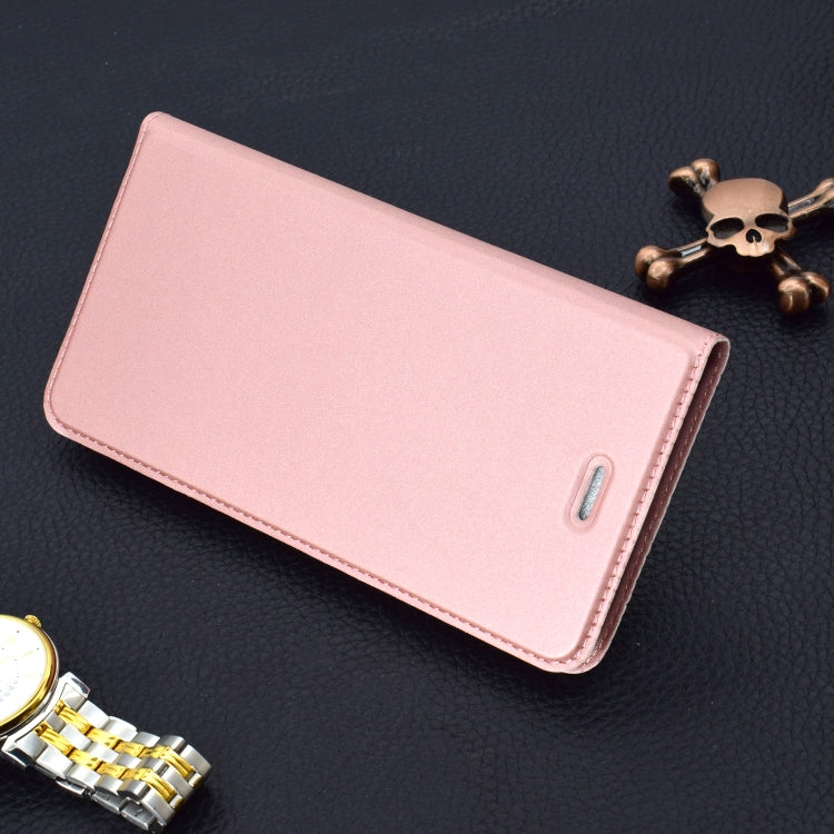 For Galaxy A40 Ultra-thin Voltage Plain Magnetic Suction Magnetic Suction Card TPU+PU Case with Card Slot & Holder