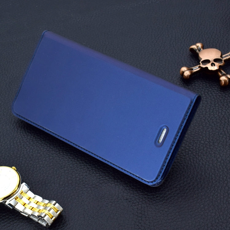 For Galaxy A40 Ultra-thin Voltage Plain Magnetic Suction Magnetic Suction Card TPU+PU Case with Card Slot & Holder