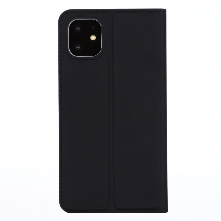 For iPhone 11 Pro Max Ultra-thin Voltage Plain Magnetic Suction Card TPU+PU Mobile Phone Jacket with Chuck and Bracket