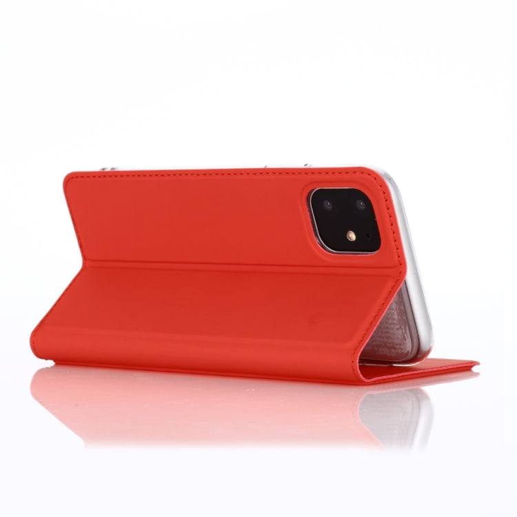 For iPhone 11 Pro Max Ultra-thin Voltage Plain Magnetic Suction Card TPU+PU Mobile Phone Jacket with Chuck and Bracket