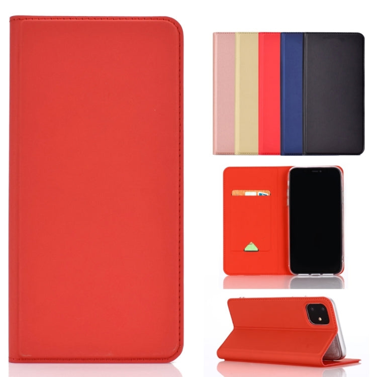 For iPhone 11 Pro Max Ultra-thin Voltage Plain Magnetic Suction Card TPU+PU Mobile Phone Jacket with Chuck and Bracket
