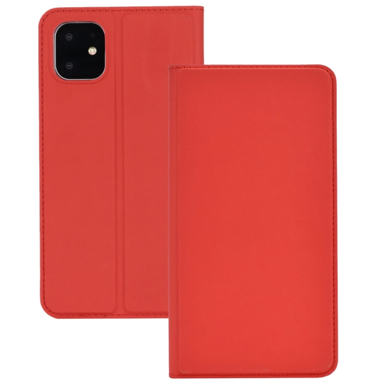 For iPhone 11 Pro Max Ultra-thin Voltage Plain Magnetic Suction Card TPU+PU Mobile Phone Jacket with Chuck and Bracket