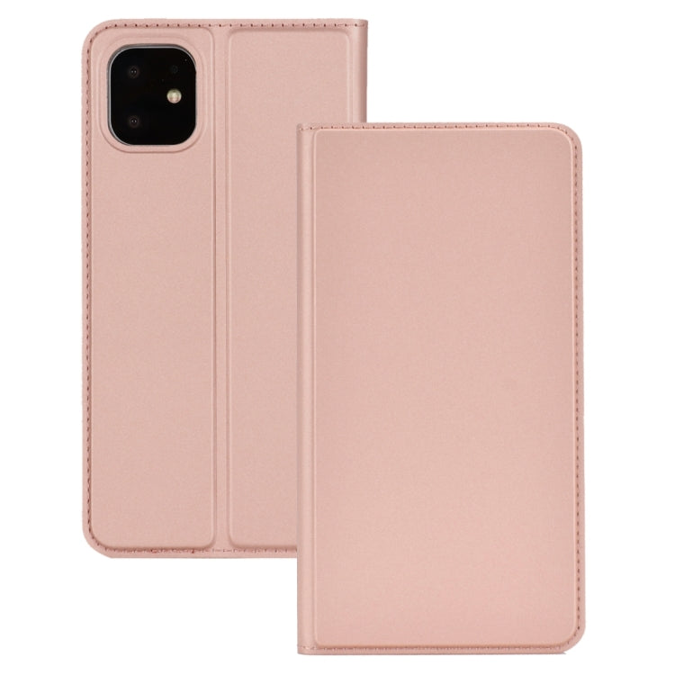 For iPhone 11 Pro Max Ultra-thin Voltage Plain Magnetic Suction Card TPU+PU Mobile Phone Jacket with Chuck and Bracket