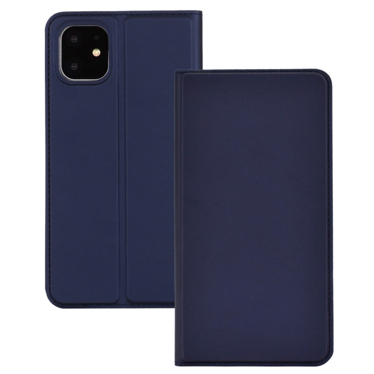 For iPhone 11 Pro Max Ultra-thin Voltage Plain Magnetic Suction Card TPU+PU Mobile Phone Jacket with Chuck and Bracket