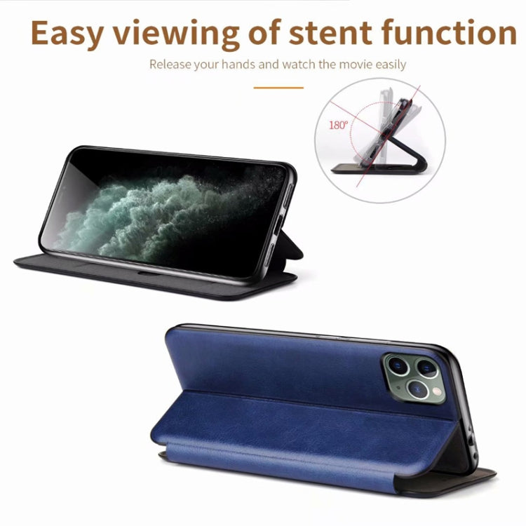 For iPhone 11 Integrated Electricity Pressing Retro Texture Magnetic TPU+PU Leather Case with Card Slot & Holder