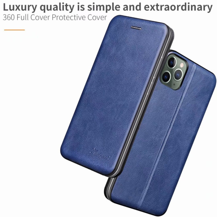For iPhone 11 Pro Max Integrated Electricity Pressing Retro Texture Magnetic TPU+PU Leather Case with Card Slot & Holder