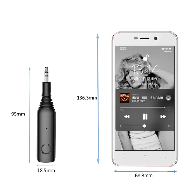 Bluetooth 5.0 Wireless Audio Receiver One To Two Receiver Car Bluetooth Hands-Free Call
