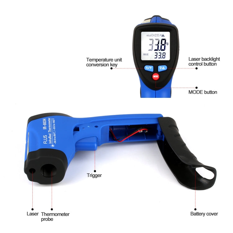 FLUS IR-803H -50ï½ž850â„ƒLaser Infrared Mini Handheld Portable Digital Electronic Outdoor Non-contact Thermometer
