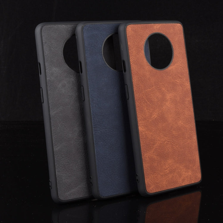 For OnePlus 7T Shockproof Sheep Skin PC + PU + TPU Case(Light black)