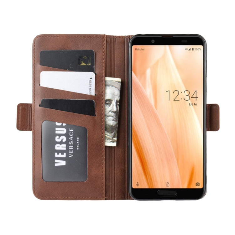 For Sharp Aquos Sense3 Lite Dual-side Magnetic Buckle Horizontal Flip Leather Case with Holder & Card Slots & Wallet & Photo Frame